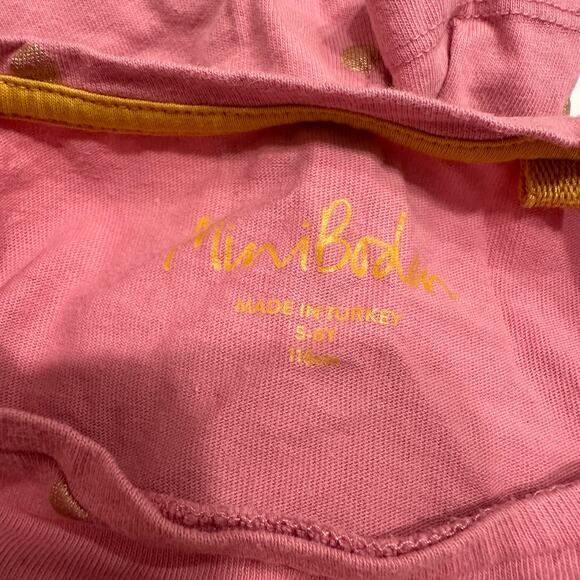 Mini Boden Pink Gold Polka Dot Ruffle Long Sleeve Dress - Picture 7 of 7